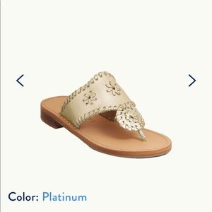 Jack Rogers girls size 3 Miss Hampshire II sandal in Platinum leather